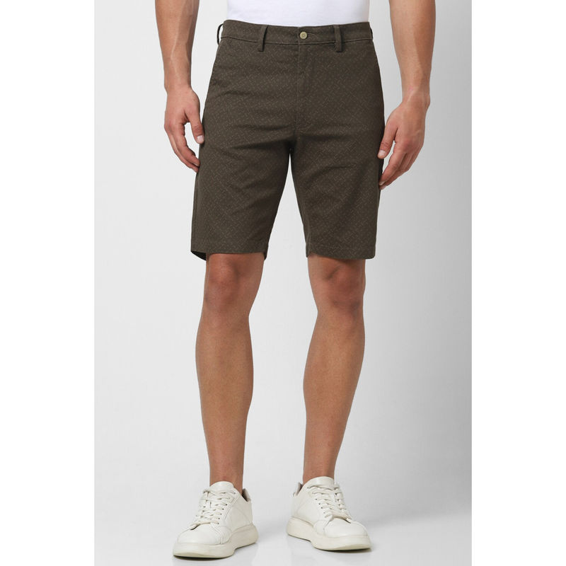 Van Heusen Men Brown Printed Casual Shorts (38)