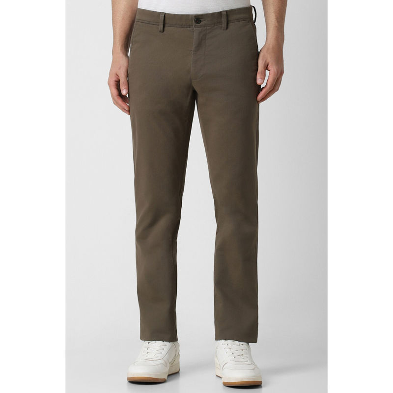 Van Heusen Men Brown Solid Slim Fit Chinos (30)