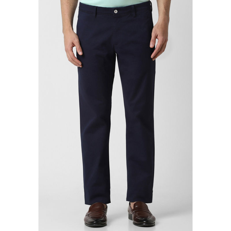 Van Heusen Men Navy Blue Solid Slim Fit Chinos (30)