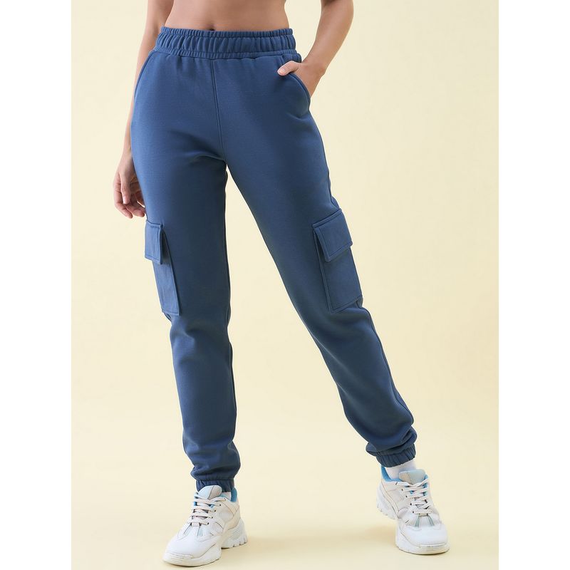 98 Degree North Women Indigo Cotton Solid Joggers (S)