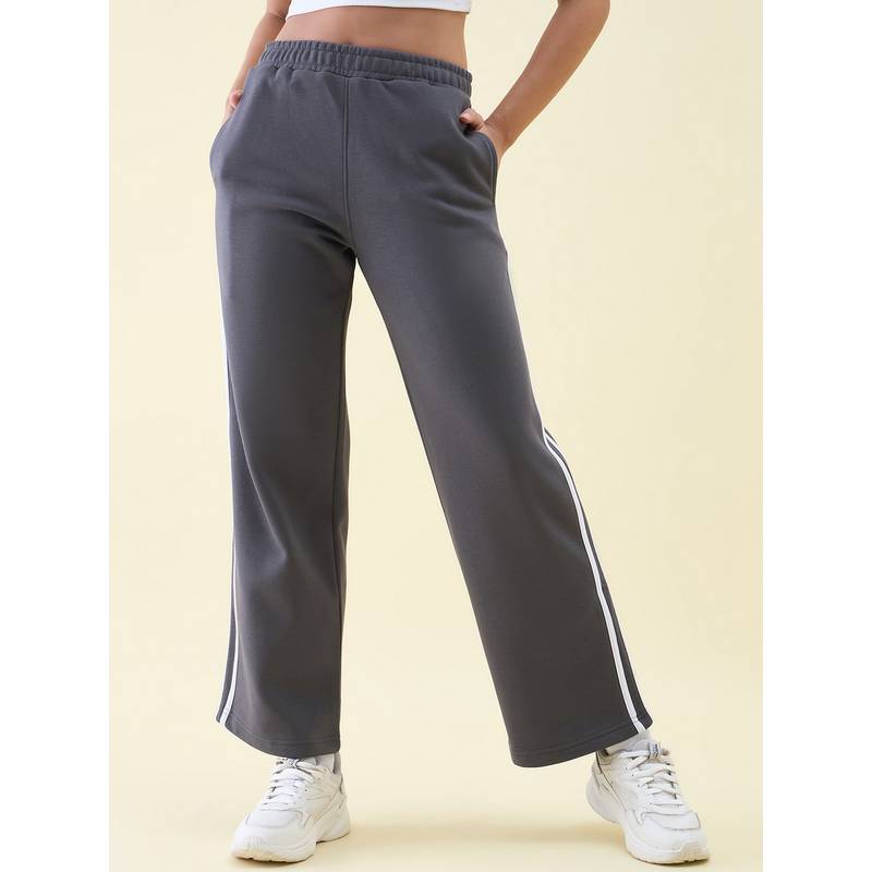 98 Degree North Charcoal Women Cotton Solid Trackpant (S)