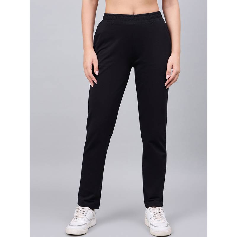 98 Degree North Black Women Cotton Solid Trackpant (S)