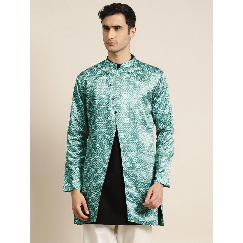 SOJANYA Silk Blend Green Only Sherwani Jacket (S)