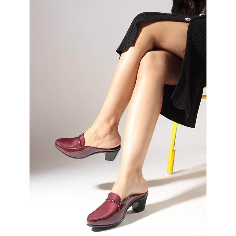 Dollphin Comfortable Maroon Women Slip On Casual Back Open Mules (EURO 36)
