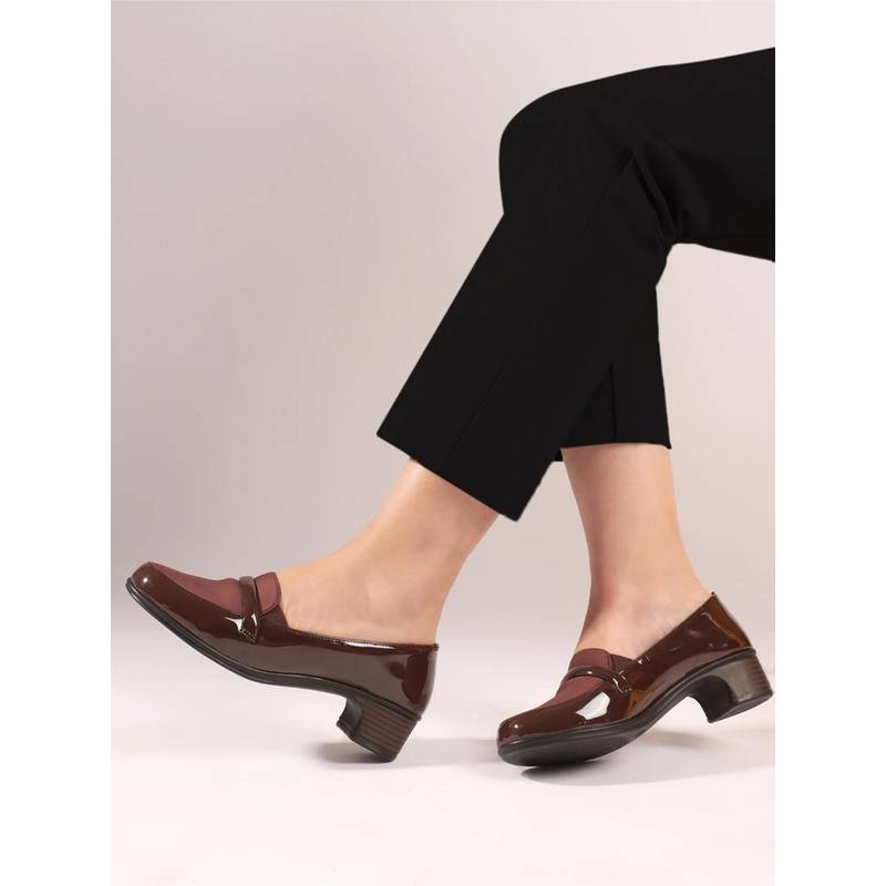Dollphin Women Brown Fashion Block Heel Loafers (EURO 37)