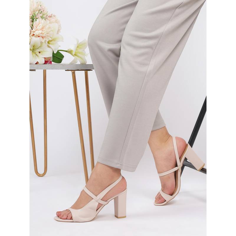 T.ELEVEN Nyra Women High Attitude Block Off White Sandal Heels (EURO 39)