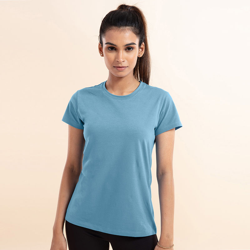 Essential Stretch Cotton Tee In Relaxed Fit , Nykd All Day-NYLE216 - Aquamarine (S)