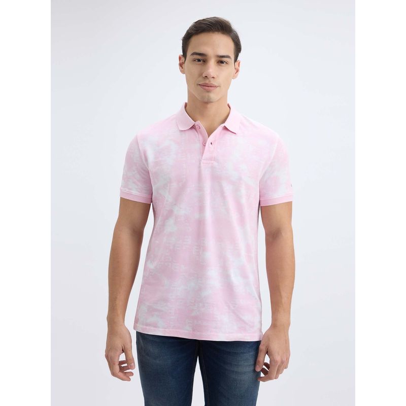 Pepe Jeans Men Pink Typographic Printed Short Sleeve Polo T-Shirt (M)