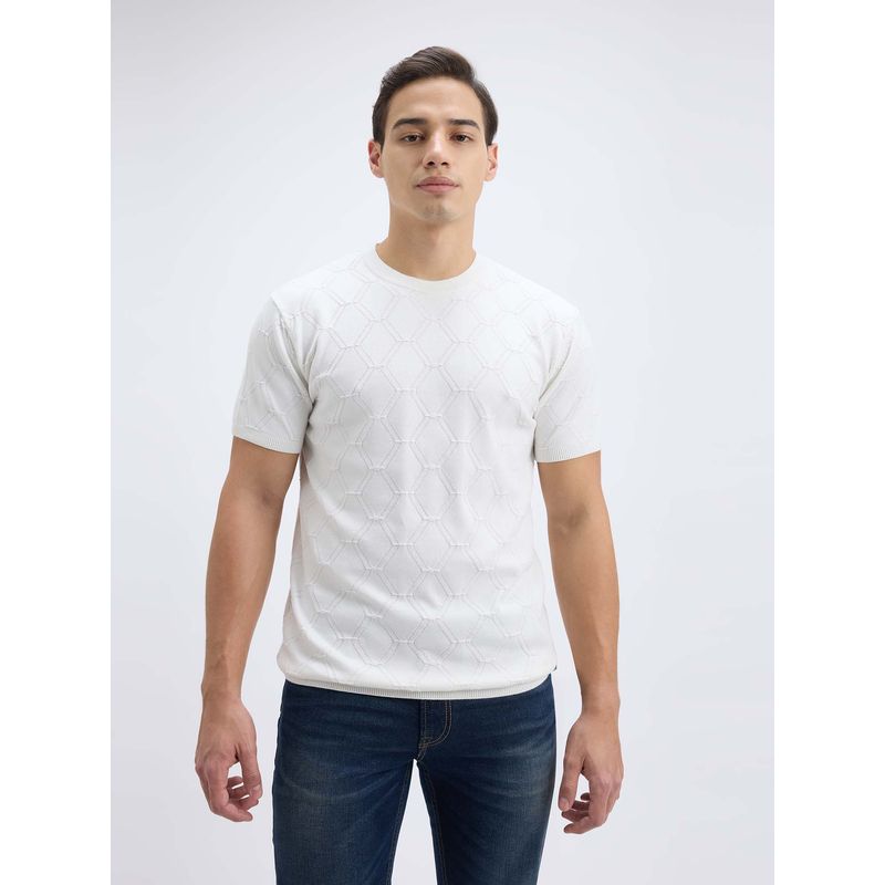 Pepe Jeans Men White Structured Short Sleeve Flat Knit (S)