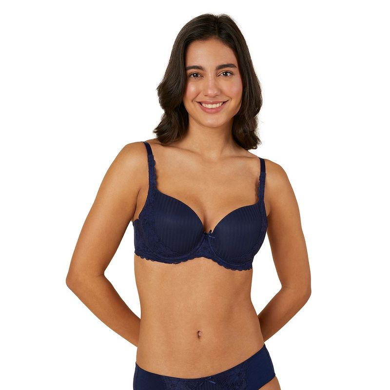 Triumph Blue Peony Charm Wired Padded Seamless T-Shirt Bra (34B)