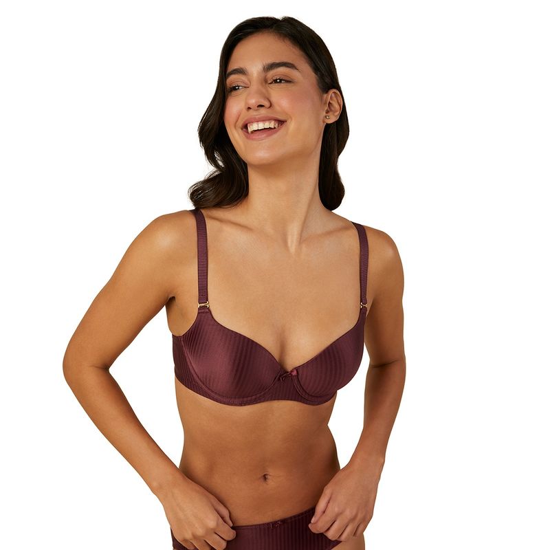 Triumph Burgundy Wired Padded Seamless T-Shirt Bra (32B)