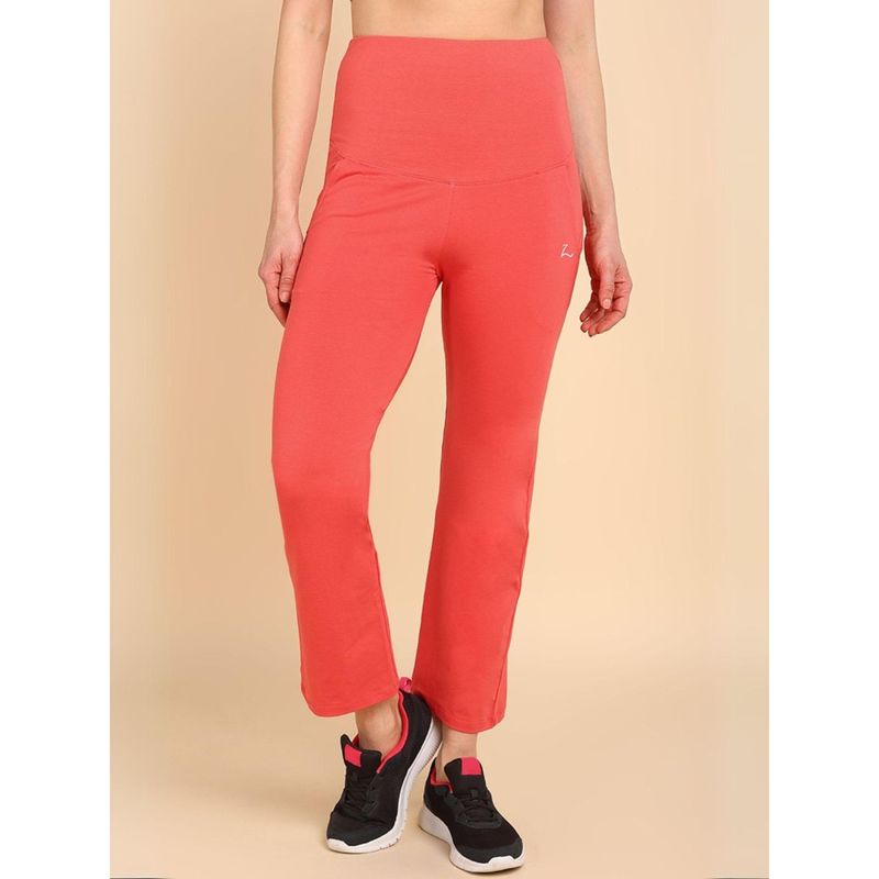 Zelena Women Cotton Knee Length High Waisted Maternity Pant in Coral (M)