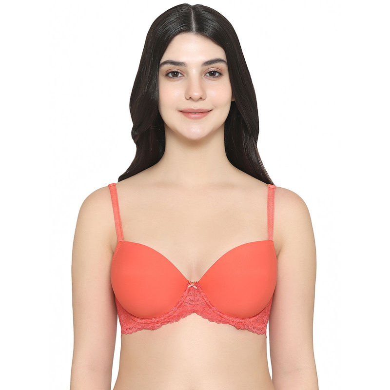 Wacoal Women's Balcony & Beyond Padded Wired Half Cup Smooth Finish Fashion Orange Bra (32DD)