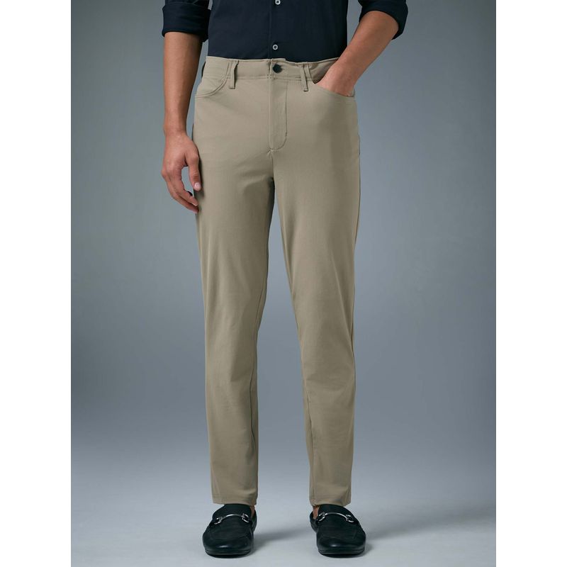 Technosport Khaki Men Semi-Formal Solid Straight Fit Trouser (M)