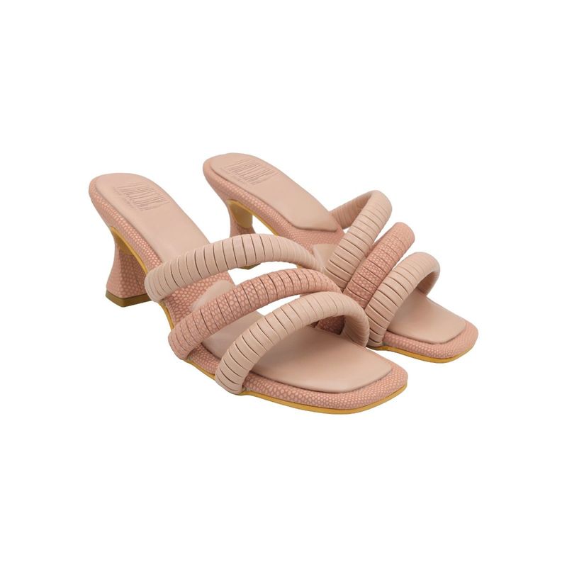 Veruschka By Payal Kothari Textured Pink Twizzler Louis Heels (EURO 36)