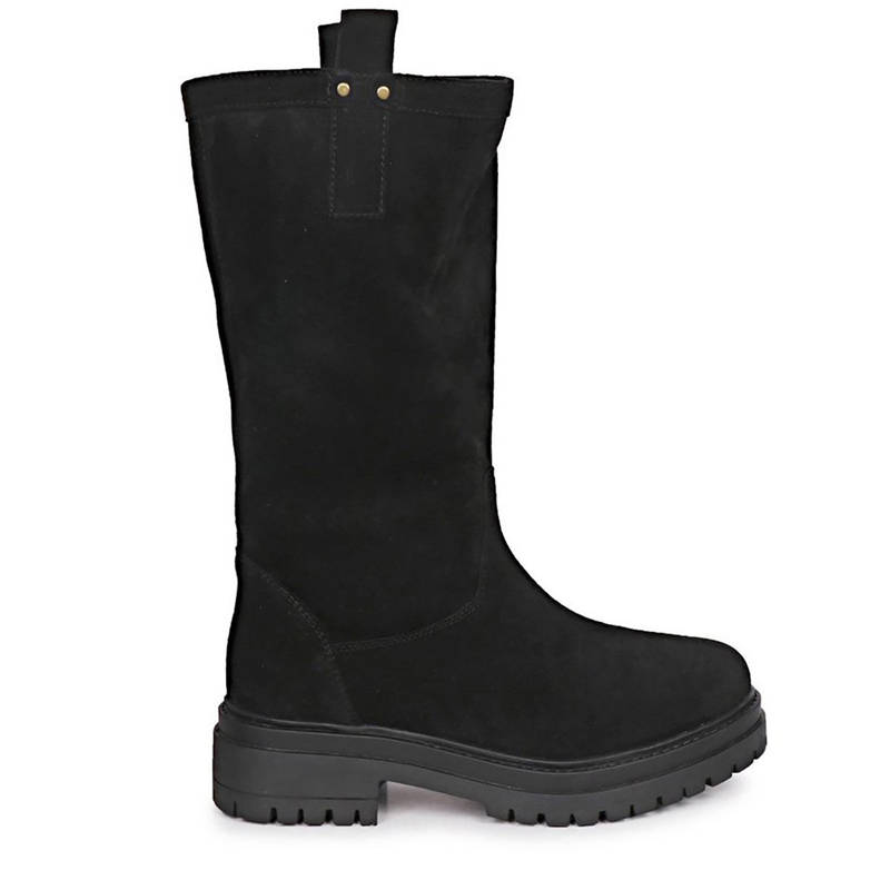 Saint G Alexandra Black Suede Leather Pull On Calf Boots (EURO 41)