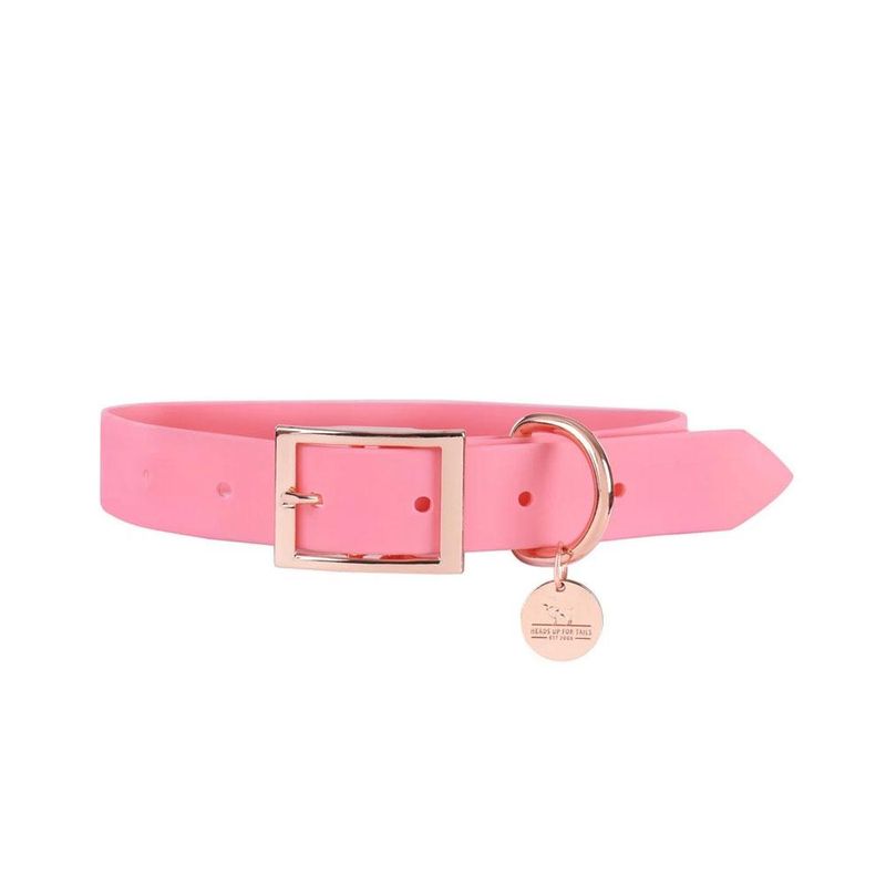 Heads Up For Tails Pastel Pawprint Rain Friendly Dog Collar - Pink (Small)