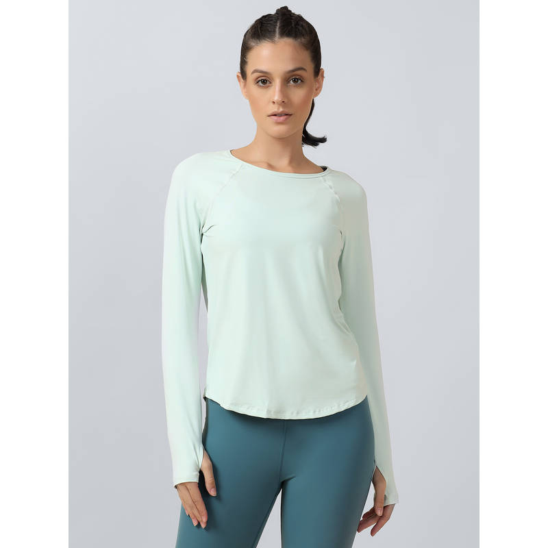 Fitkin Women Mint Green Long Sleeve T-Shirt (S)