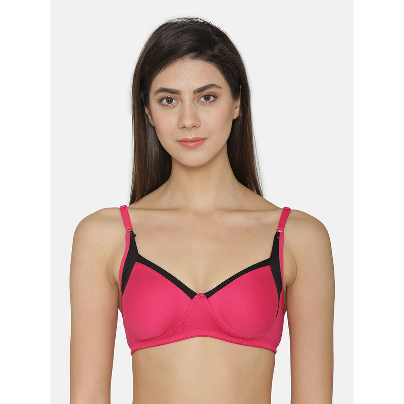 Abelino Pink Non-Wired Non Padded full coverage Bra - Pink (28B)