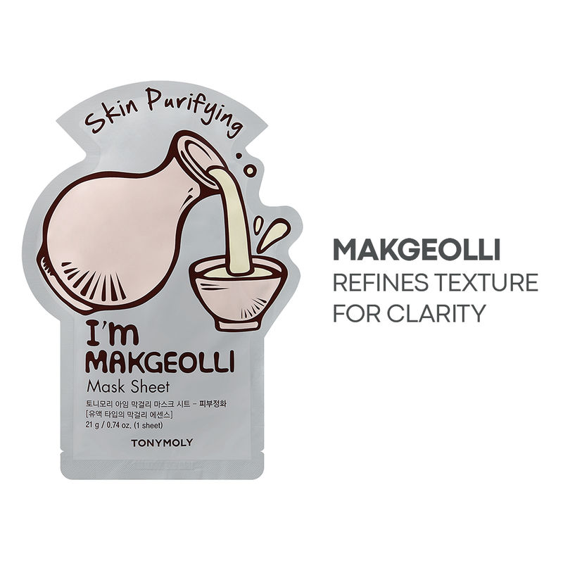 TONYMOLY Korean I'm Makgeolli Face Sheet Mask for Skin Purifying & Smooth, Clear Complexion