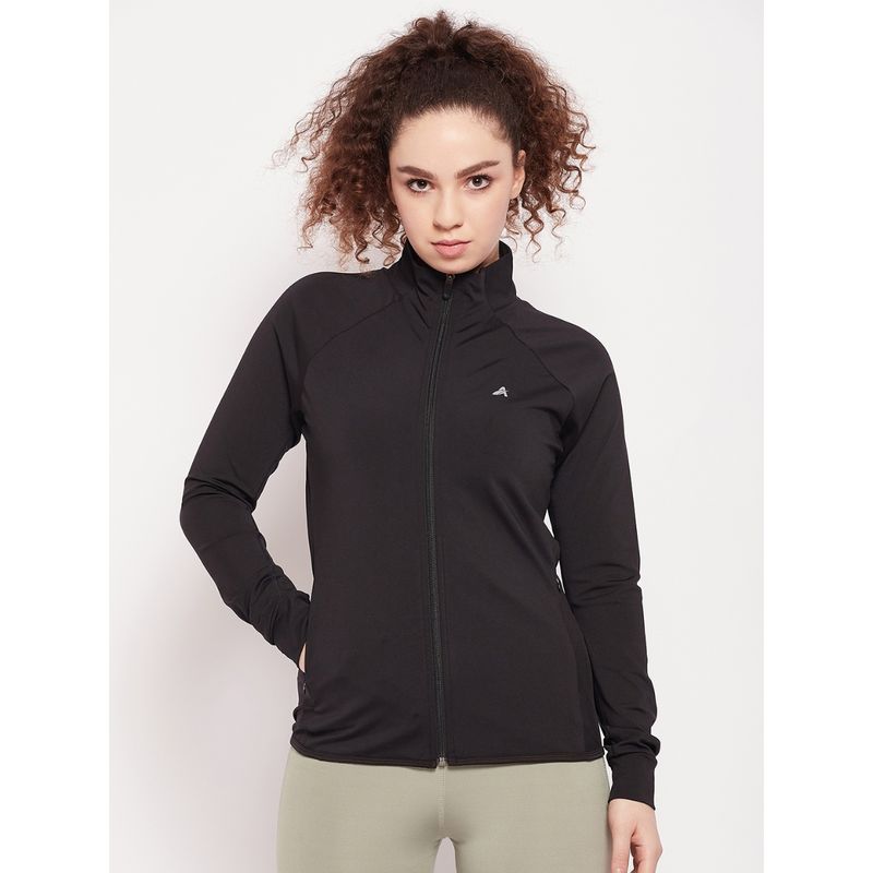 Athlisis Women Black Zipper Dry Fit Outdoor Jacket (XL)