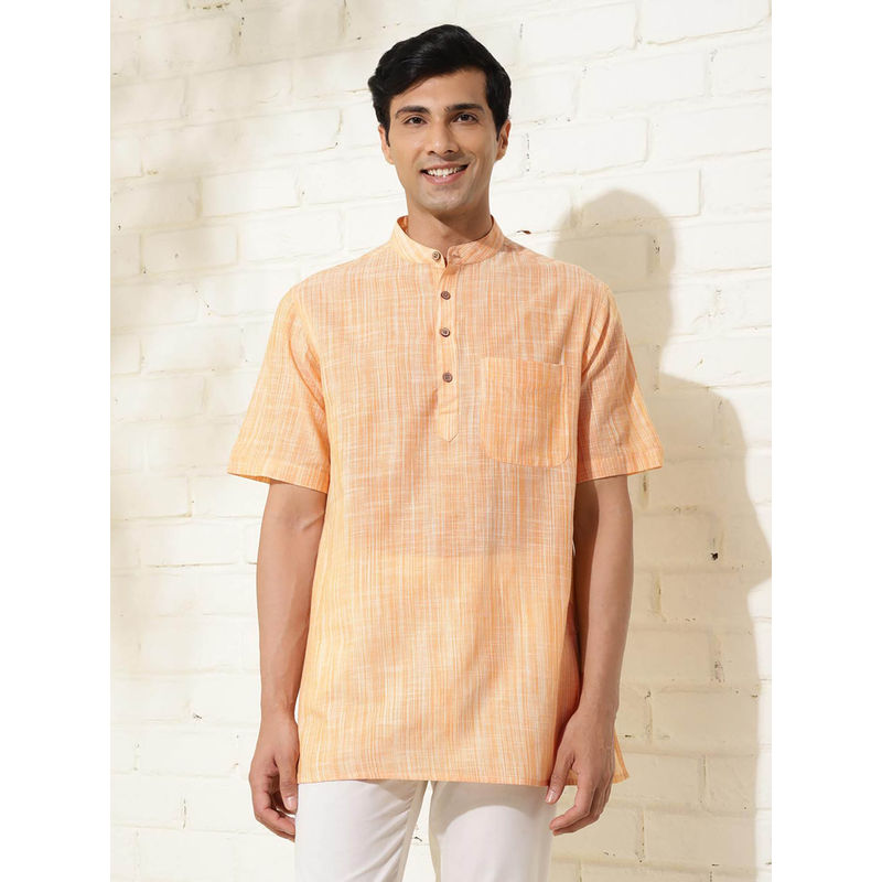 Fabindia Orange Cotton Woven Short Kurta (XS)