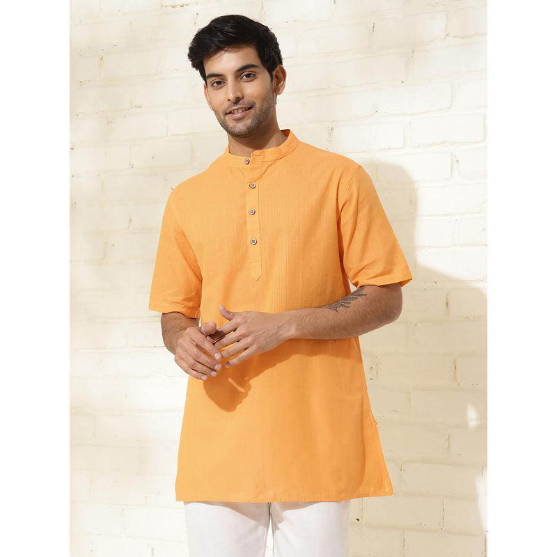 Fabindia Orange Cotton Woven Short Kurta (XS)