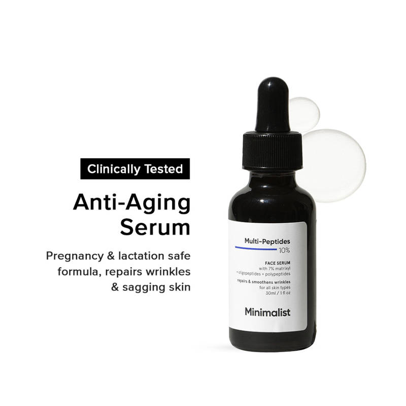 Minimalist 10% Multi Peptide Face Serum For Anti Aging & Collagen Boost With Bio-Placenta