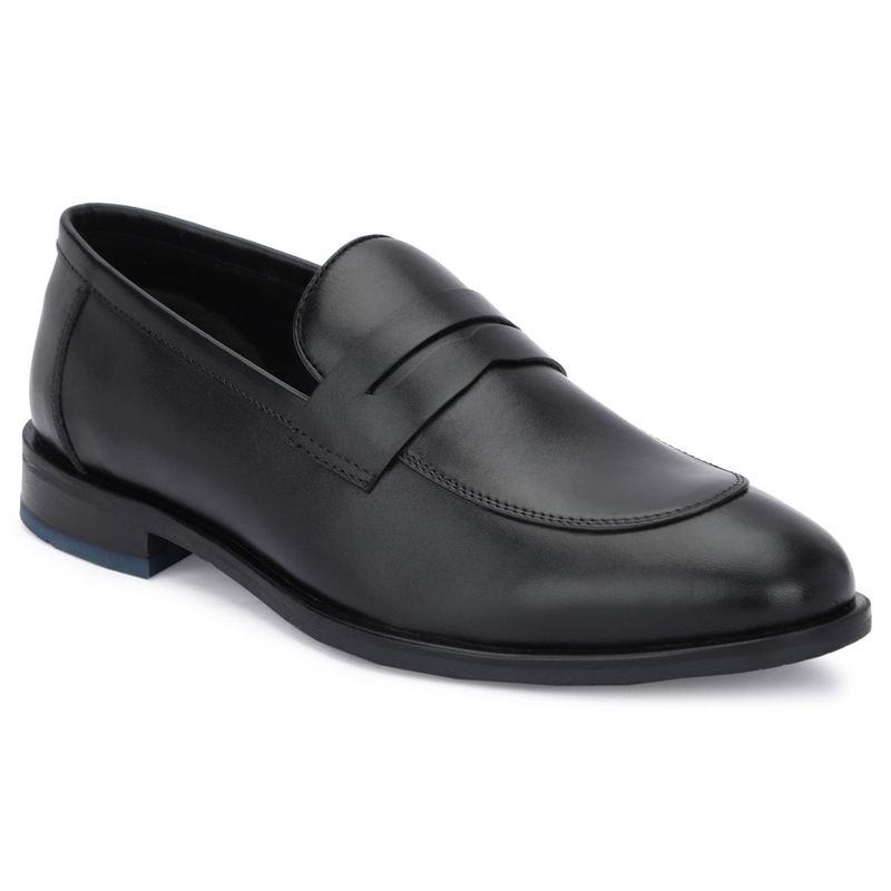FACCE FELICI Men Black Argentinian Crust Leather Slip-On Shoes (UK 10)