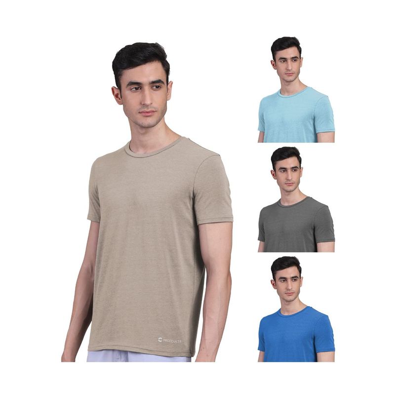 FREECULTR Mens Bamboo Undershirt Anti Microbial Lounge Wear T-Shirt (Pack of 4) (2XL)