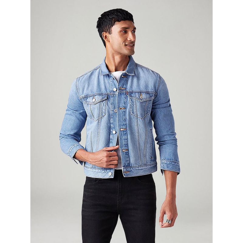 Levi's Men's Solid Regular Fit Denim Jacket - Blue (M)