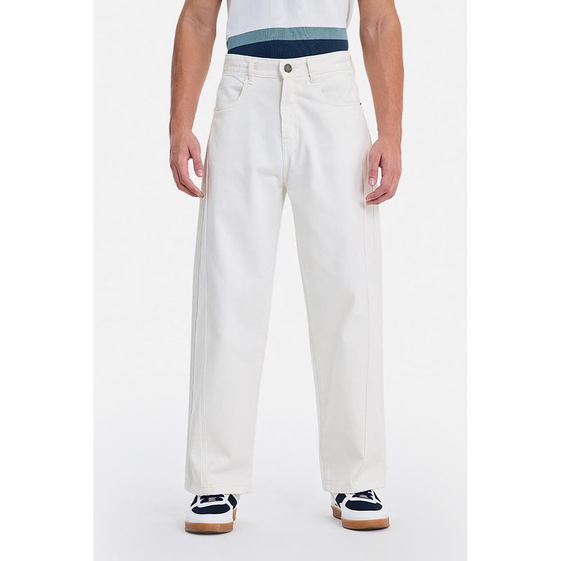 Snitch Off-White Denim Loose Casual Jeans For Men (28)