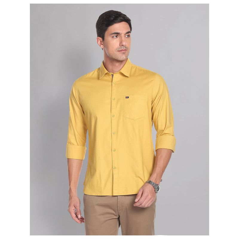 AD By Arvind Slim Fit Soladel UV Stretch Oxford Casual Shirt (46)