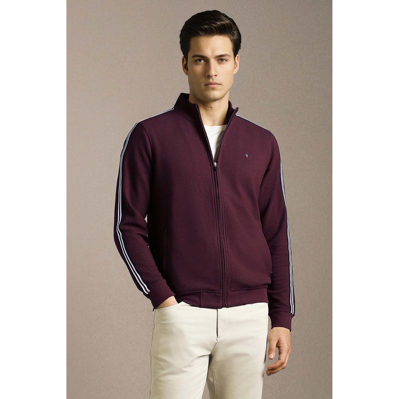 Louis Philippe Men Casual Maroon Textured Jacket (S)