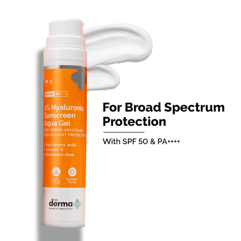 The Derma Co 1% Hyaluronic Sunscreen Aqua Gel With Spf 50 Pa++++ For Broad Spectrum