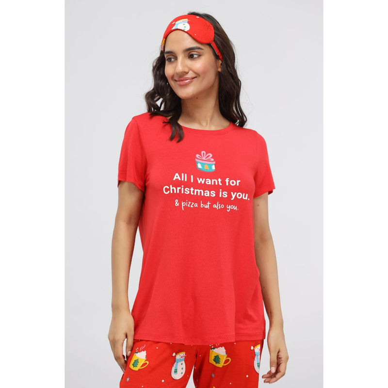 NeceSera Christmas Cheer Modal Top - Red (S)