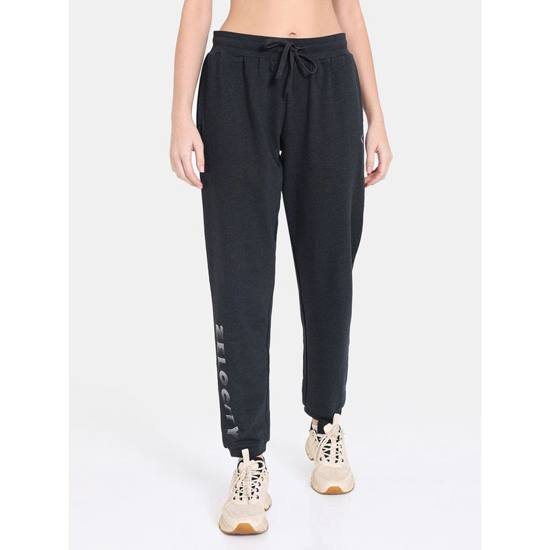 Zivame Zelocity Mid Rise Relaxed Pants - Jet Black (M)