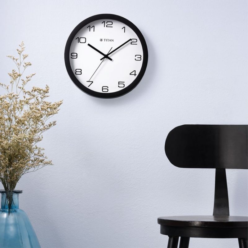 Titan Contemporary Wall Clock In Black & White Buy Titan Contemporary