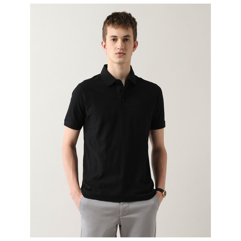 Arrow Men Textured Night Is Young Polo T-Shirt (L)