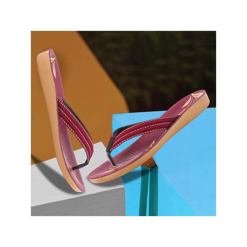 BERSACHE Extra Soft Classic Casual Maroon Flipflop for Womens (UK 7)