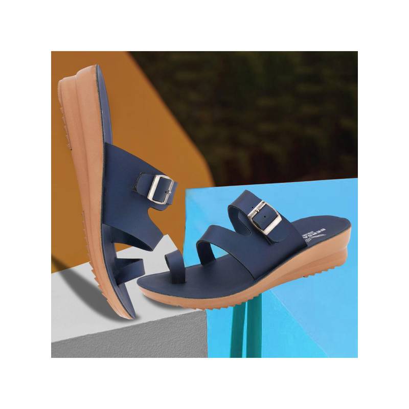 BERSACHE Extra Soft Classic Casual Blue Sandals for Womens (UK 5)