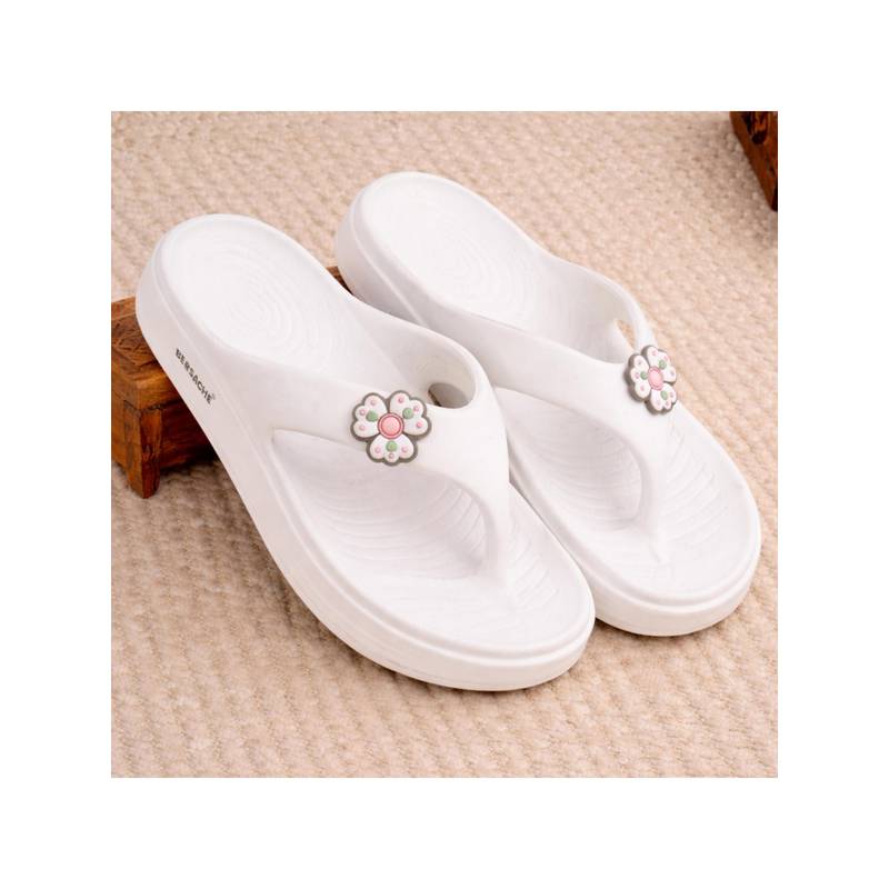 BERSACHE Extra Soft Classic Casual White Flipflop for Womens (UK 4)