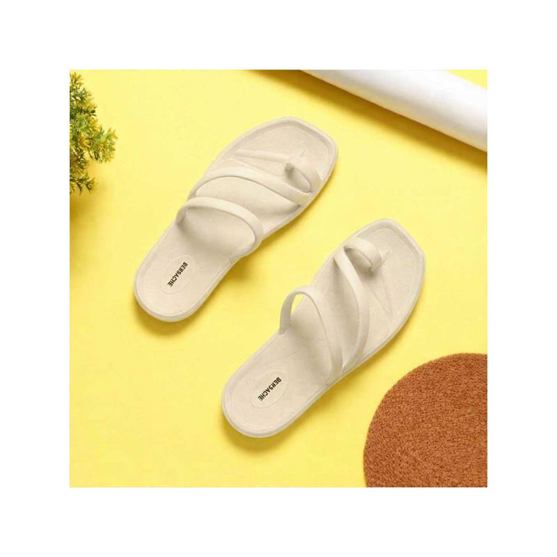 BERSACHE Extra Soft Classic Casual Beige Flipflops for Womens (UK 6)