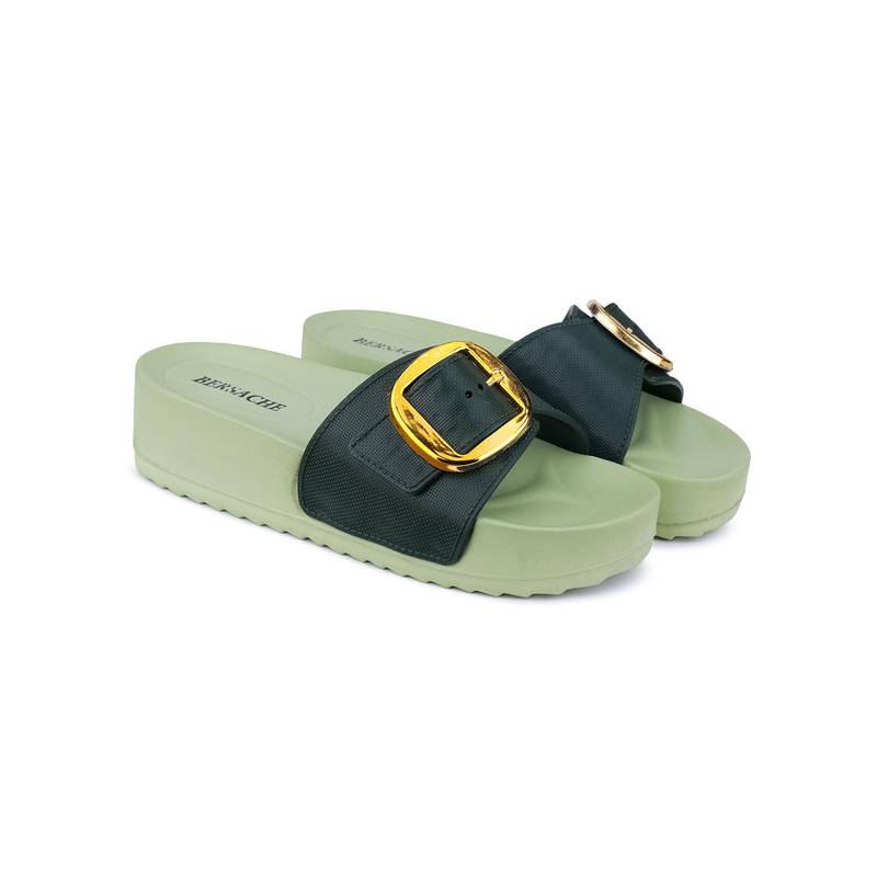 BERSACHE Women Black Sandals (UK 5)