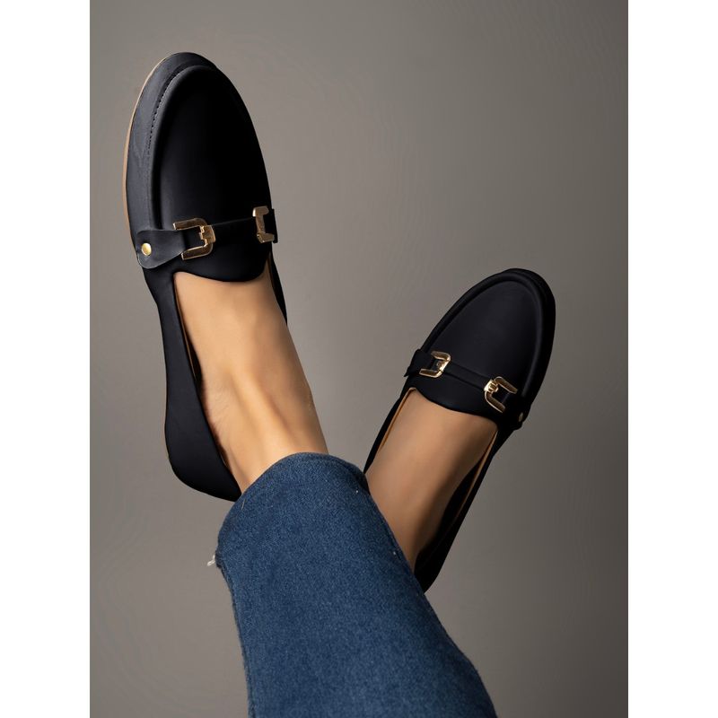 Shoetopia Golden Metal Buckle Detailed Black Bellies (EURO 40)