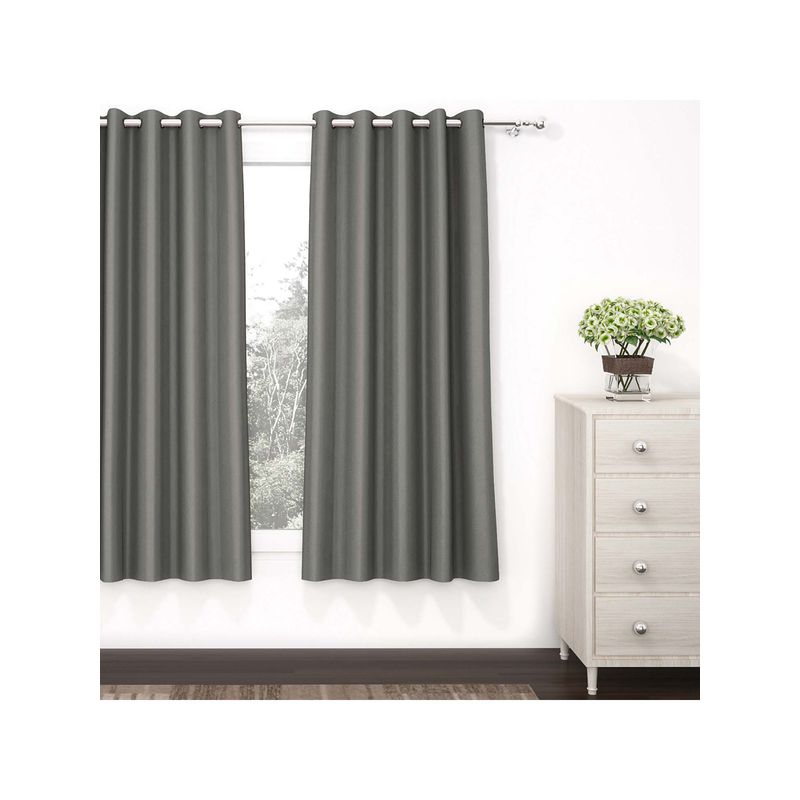 Story@Home Ash Grey Faux Silk Door Curtain (5 Feet)