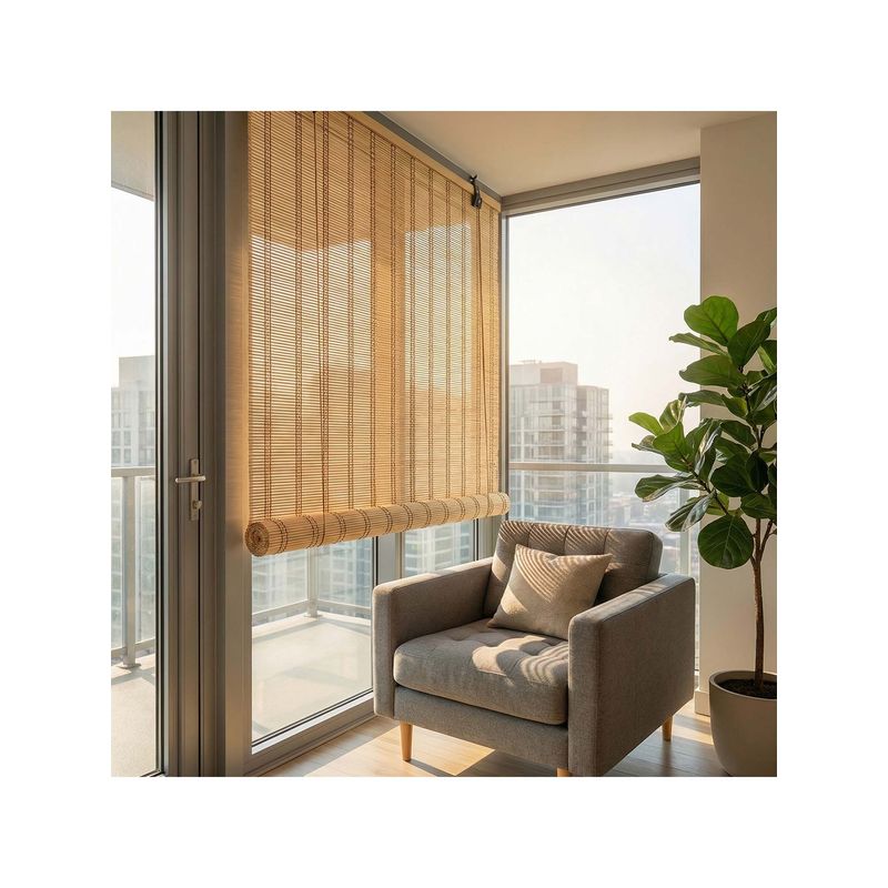 Story@Home Beige Bamboo Window Roll Up Down Blind Curtain (3 x 5 feet)