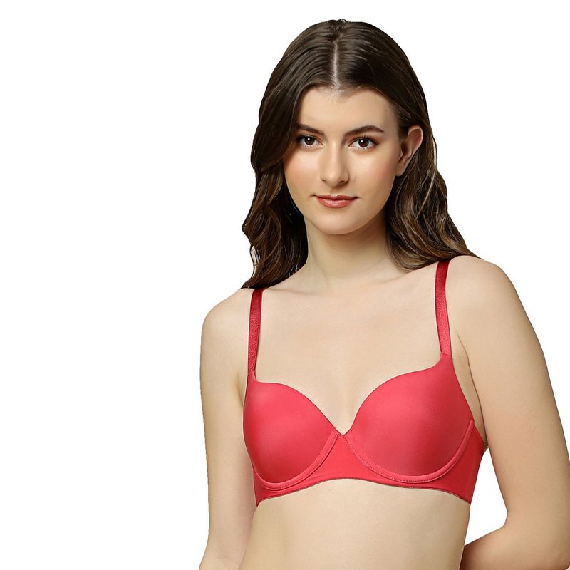 Triumph T-Shirt Bra Invisible Wired Padded Body Make-Up Series Light Weight Seamless Bra - Red (36C)