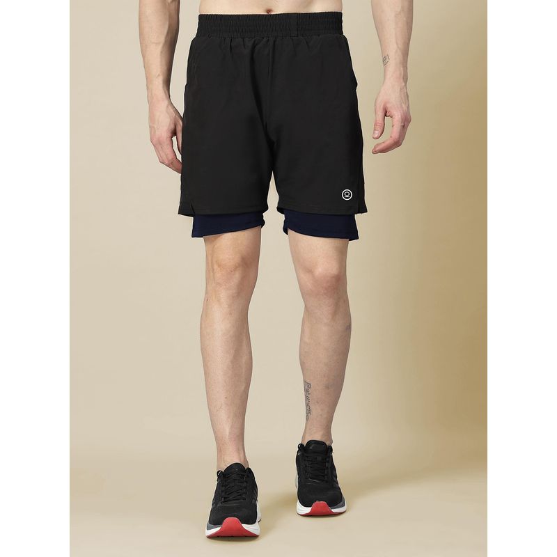 CHKOKKO Black Men Double Layer Gym Shorts (3XL)