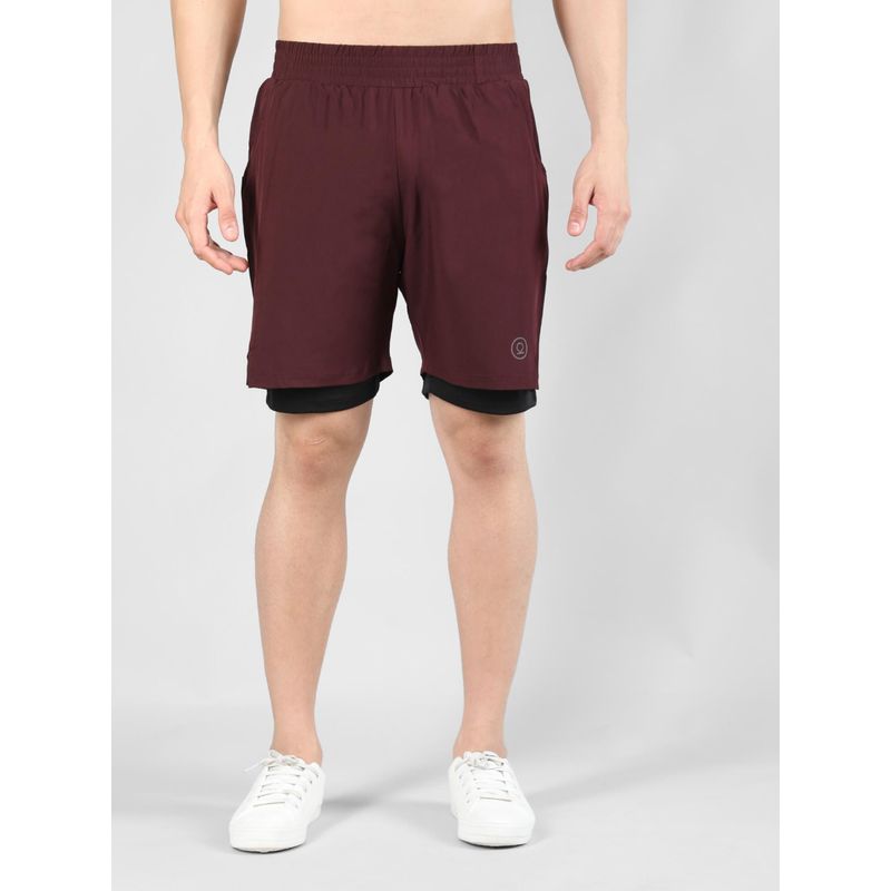 CHKOKKO Wine Men Double Layer Gym Shorts (3XL)
